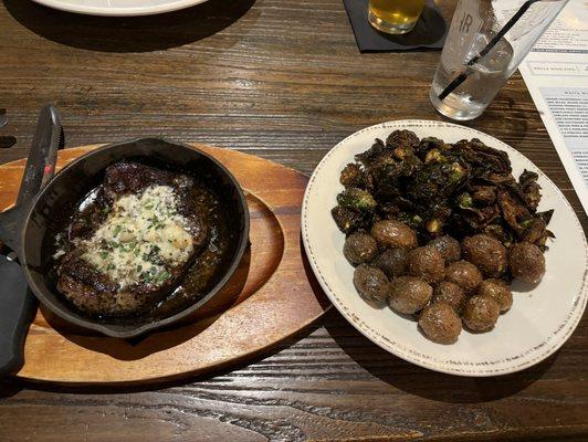 Filet, Brussels, potatoes