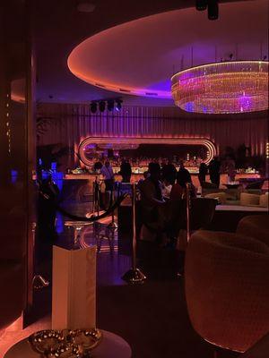 Inside the Champagne Room and an overlook of the Main floor