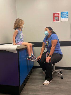 Dr. Hernandez is an amazing listener to my youngest ramblings!  She always has her laughing even when she feels yucky.