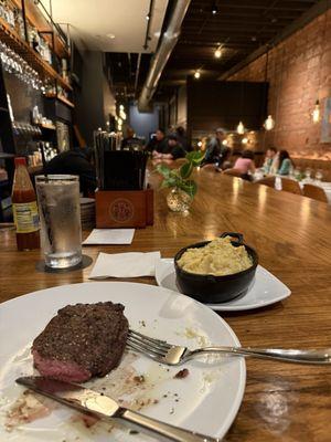 Sirloin and yukon mash, bar area