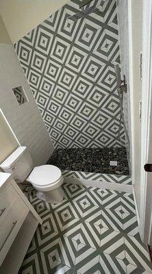 Beautiful tile choice from our satisfied customer - bathroom remodel