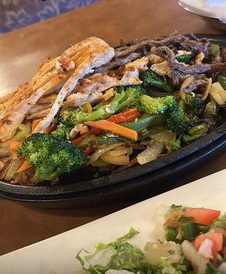 Steak and chicken fajitas