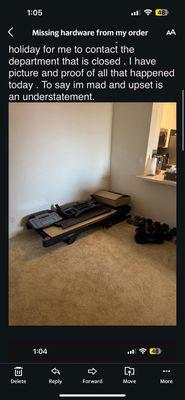 This is a picture of the uninstalled treadmill