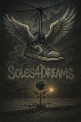 The Soles4Dreams logo -- wings of hope, sneakers of style, and the black rose rising from struggle. Bigger than soles. Bigger than us."