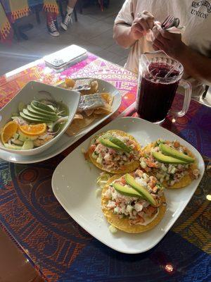 Tostada de ceviche Camaron Aguachile
