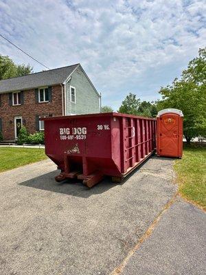 Portable toilet for residential construction sites, providing clean, reliable restroom service for crews.