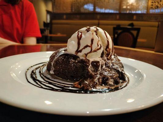 An enormous plate of a chocolate lava cake!