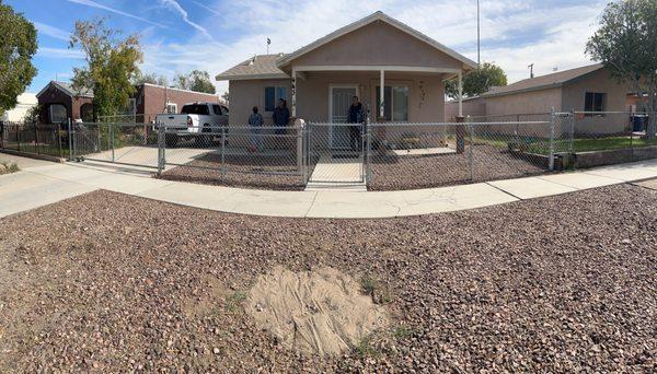 Clean lines. Walkway gate and sliding car gate.