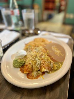 Smoked pork enchiladas