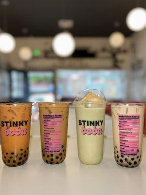 Thai Pearl Milk Tea, Thai Matcha w/pearls, Matcha Smoothie with Ice Cream, Premium Milk Tea w/Pearls