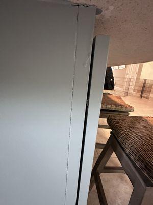 The painted cabinets and frames