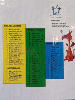 Drink menu - 09/13/2022