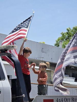 The Lane kids honoring all our service men and women