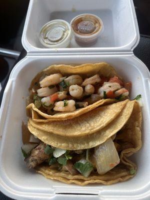 Chicken and shrimp tacos