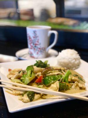 Green Curry with broccoli added. So freaking delicious!!