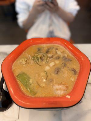 Their signature broth no spicy, my wife got a smaller portion so it came in a smaller bowl