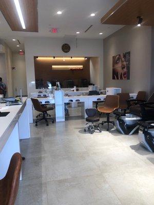 Manicure stations have protective plexiglass for your safety!