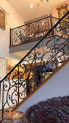 Custom wrought iron stair railing installed in Corona, Ca. We can recreate many designs from ornamental classic to new era modern.