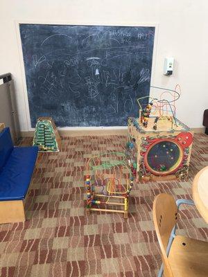 Kid friendly area of cafe seating.