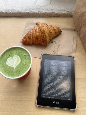 Local clover honey matcha, Provision croissant.