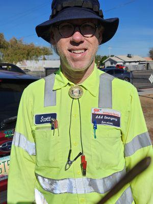 Scott with his battery award home made bolo. State Tie of AZ