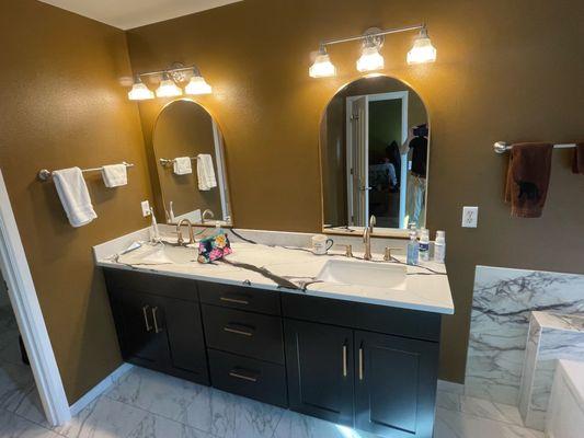 Finished Cabinet and Posheen Virgin Forest Quartz top with all fixtures & hardware