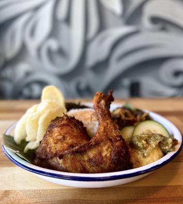 Delicious Turmeric Fried Chicken (part of padang combo)!
