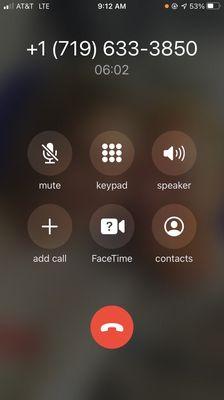 This is me at 9 am on hold....again, after calling once and being on hold 6 minutes. The receptionists never answer, don't waste your time.