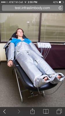 We are offering a new service called the infrared sauna suit. It has pressure that helps to push the lymph system.