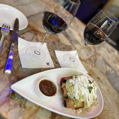 Malbec from Chile with Beef Taquitos