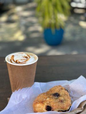 Dulce de Leche Latte and Blueberry Scone