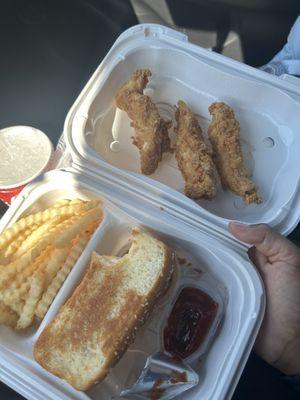 3 fingers combo nothing was eaten but the bite of toast!