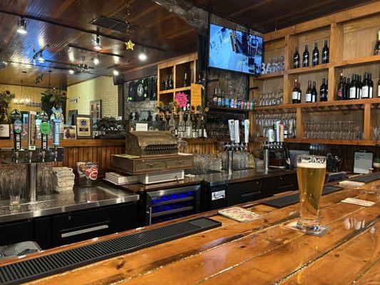 Bar area with antique cash register