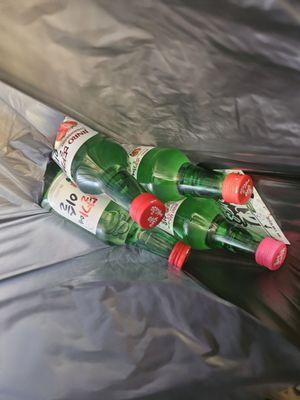 Jinro Soju, strawberry and peach. Sour Strips.