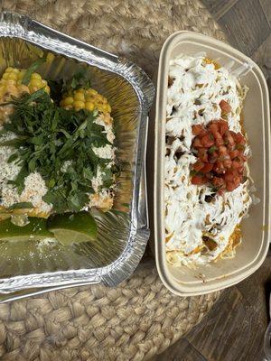 Grilled chicken Burrito Box and Mexican Street Corn