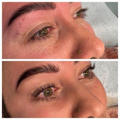 Brow lamination and tint with lash lift and tint
