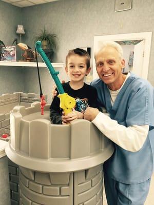 Is he teaching Dr. Willis to fish?