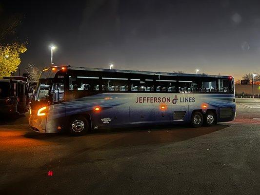Jefferson lines bus at night
