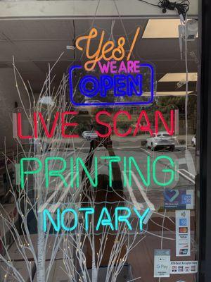 Fun Neon Signs! LiveScan, Printing, Notary
