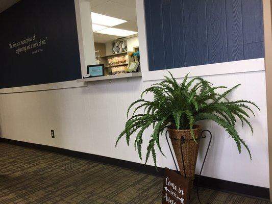 Waiting room and front window.