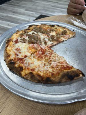 12" Brick Oven Cheese Pizza sausage on half. So good