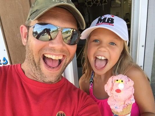 Me and Bella getting the best ice cream in the world! We love this stand and the people who run it!