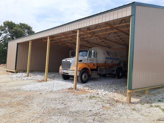 Our truck settling into its new home.