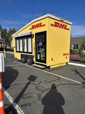 Tiny office in the middle of the parking lot