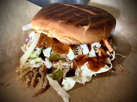 Small pulled pork sandwich
