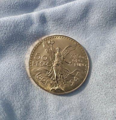 50 peso Mexican gold coin