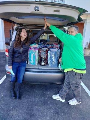 We also collect donations for local charities