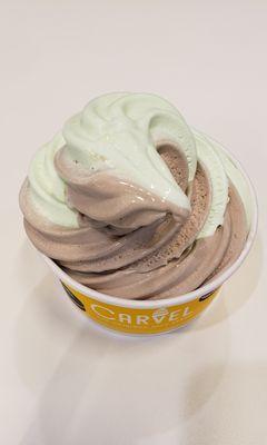 Small mint and oreo swirl in a cup