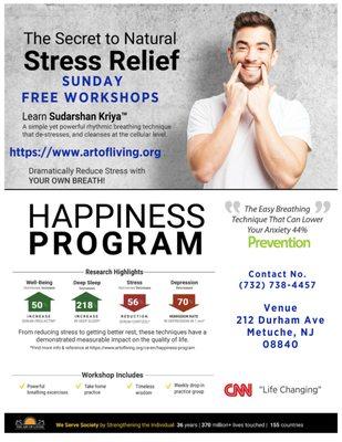 Workshops to get introduced oneself to Meditation, Breathing and Yoga.