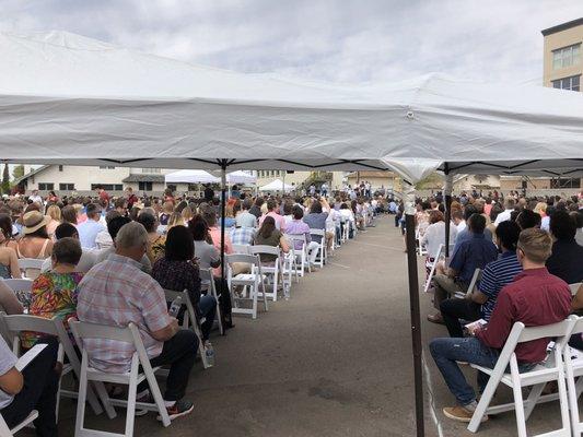 Church singing outside